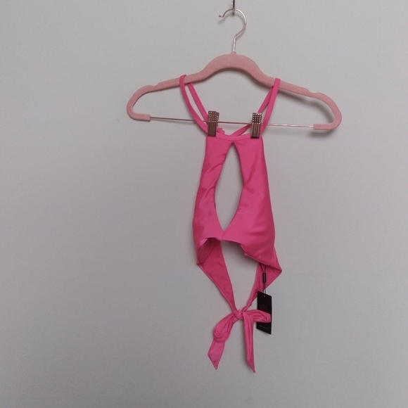 Relleciga Hot Pink Keyhole Cutout Halter Bikini Top Size Large New with Tags - Picture 2 of 9